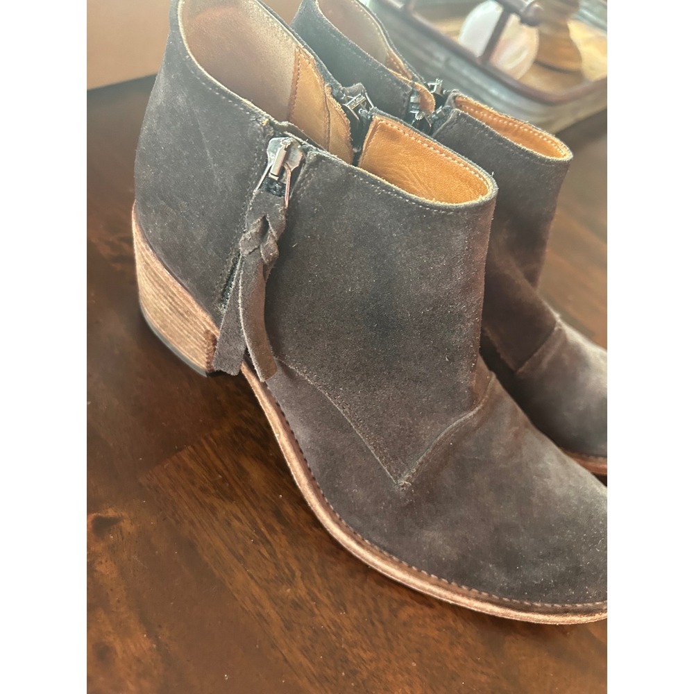 Alberto Fermani Suede Ankle‎ Boots Side Zip Stacked Heel Made in Italy Size 39.5